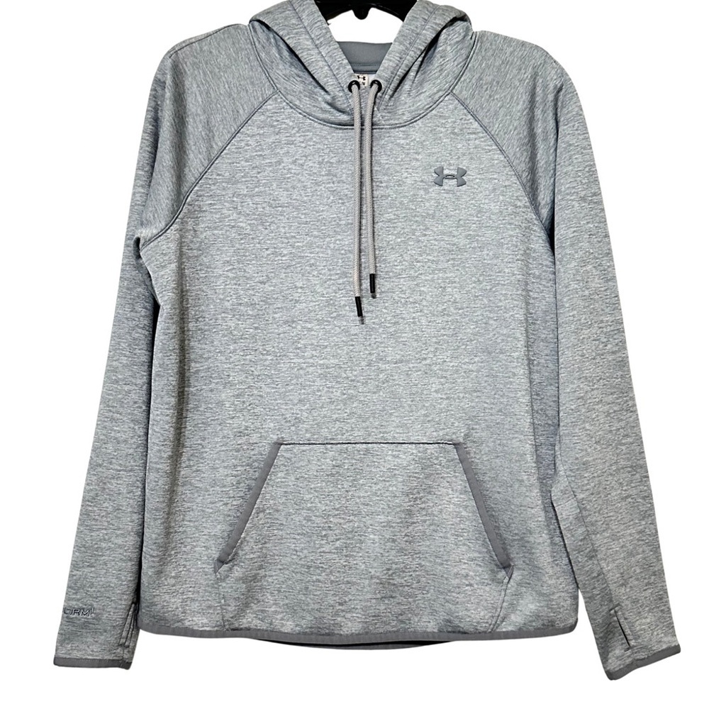 Under Armour ColdGear Storm1 Hoodie Gray Fleece-Lined Pullover Size Medium